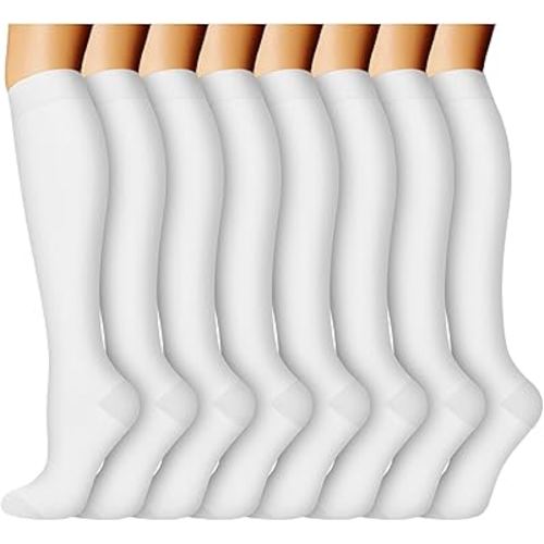 ACTINPUT 8 Pairs Compression Socks for Women & Men,Support Compression Stockings for Medical Running Athletic