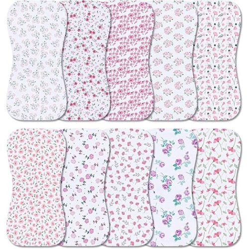 10-Pack Burp Cloths for Baby Boys and Girls - Organic Baby Burp Cloth,Baby Washcloths, Burp Rags, Large Neutral Burp Clothes for Newborn