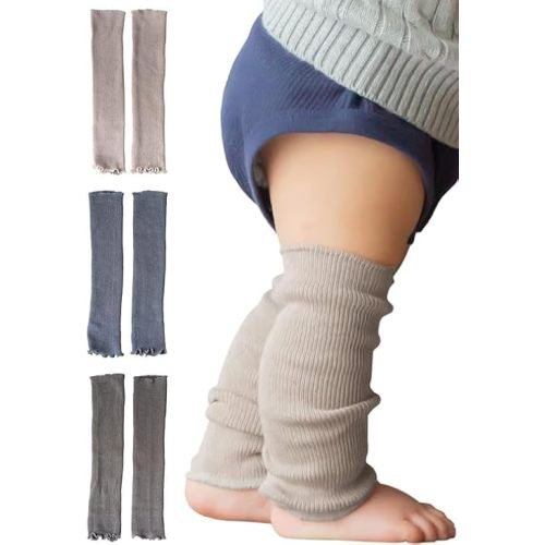 5 Pairs of Leg Warmers Baby Toddler Ribbed Leggings Kneepads Crawling Boys Girls 100% Organic Cotton -Japan Brand-