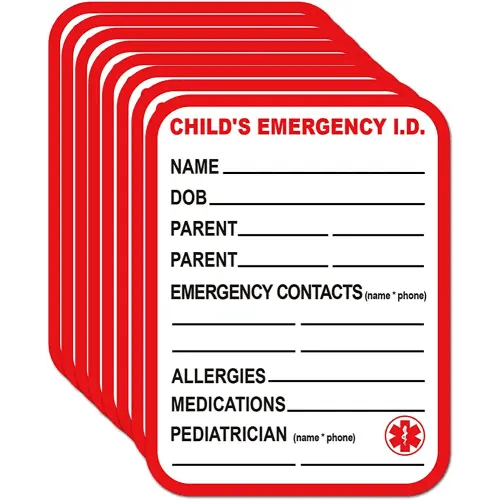 Remarkable Infant I.C.E. (in Case of Emergency) Car Seat Sticker Safety Information - Child Emergency Contact Car Seat Safety Alert Attachment Tag Stickers (8 Pack)