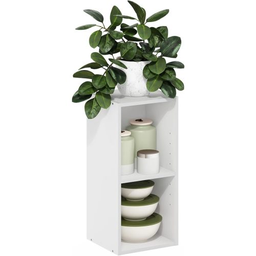 Furinno Fulda 2-Tier Space Saving Storage Shelf Bookcase, 10-Inch Width, White