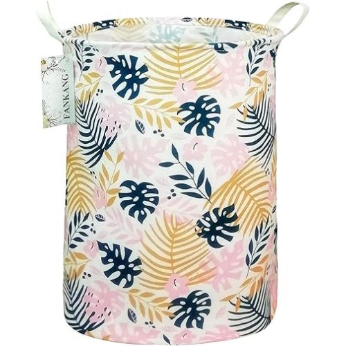 FANKANG Storage Basket, Nursery Hamper Canvas Laundry Basket Foldable with Waterproof PE Coating Large Storage Baskets for Kids Boys and Girls, Office, Bedroom, Clothes,Toys（Banana leaf）