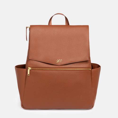 Cognac Classic Diaper Bag II | Brown Vegan Leather Diaper Bag – Freshly Picked