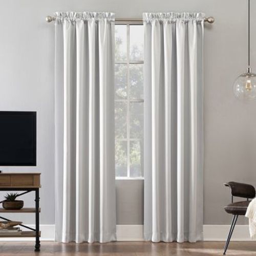 52"x84" Sun Zero Blackout Oslo Theater Grade Rod Pocket Curtain Panel Denim Blue: Energy Efficient, Noise Reduction