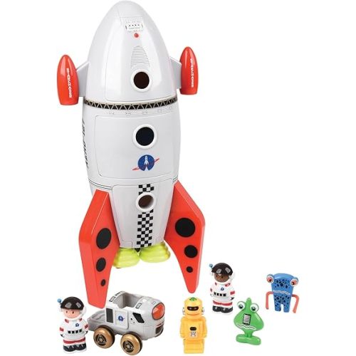 Space Mission Rocket Ship Toy, Includes Astronaut Figurines, Aliens and Vehicle, Space Gifts, STEM Toddler Toys for Kids 3 Years and Older, 16.7"