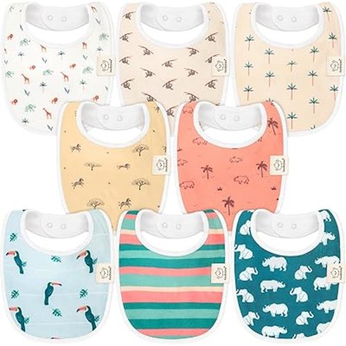 8-Pack Organic Baby Bibs for Boys, Girls - Soft Cotton Drooling and Teething Baby Bibs, Baby Girl Bibs, Baby Boy Bibs, Baby Drool Bibs for Baby Girl, Boy, Newborn Infant Bibs (Wildscape)