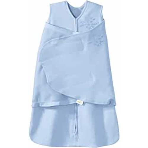 HALO 100% Cotton Sleepsack Swaddle, 3-Way Adjustable Wearable Blanket, TOG 1.5, Baby Blue, Newborn, 0-3 Months