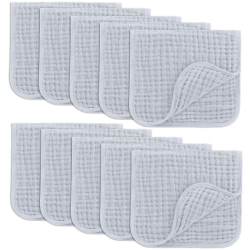 Muslin Burp Cloths Large 100% Cotton By Comfy Cubs (slate, Pack Of 10)