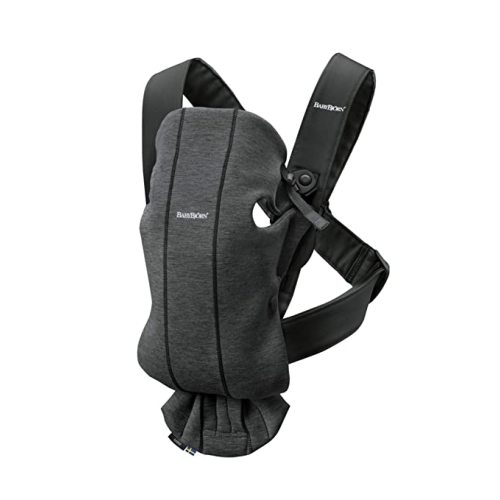 BabyBjörn Baby Carrier Mini, Charcoal Gray, 3D Jersey | Infant Carrier (7-25 lbs), Ergonomic, Easy-to-Use
