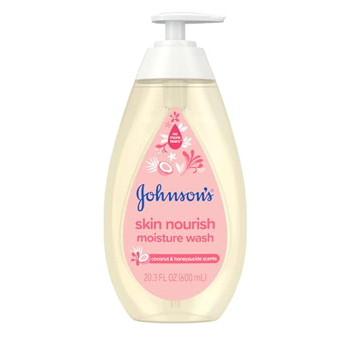 Johnson's Baby Skin Nourish Baby Moisture Wash + Coconut & Honeysuckle Scents Cleanses & Leaves Skin Moisturized, Hypoallergenic Body Wash, Baby Bath Essential, Sulfate-Free, 20.3 fl. oz
