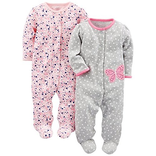 Simple Joys by Carter's Baby Girls' 2-Pack Cotton Snap Footed Sleep and Play