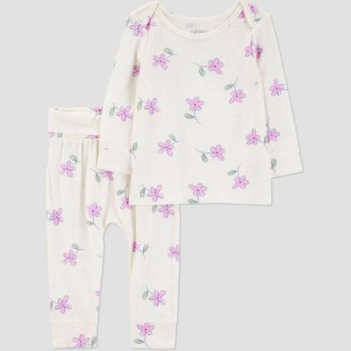 Carter's Just One You® Baby Girls' 2pc Comfy Soft Floral Top & Bottom Set - Ivory/pink Newborn
