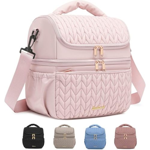 Breastmilk Cooler Bag - Large Capacity 12L & 8-Hour Insulated Bottle Cooler Bag with Detachable Divider for Tall Baby Bottles | Dual Deck Lunch Box for Women | Breast Pump Bags for Work