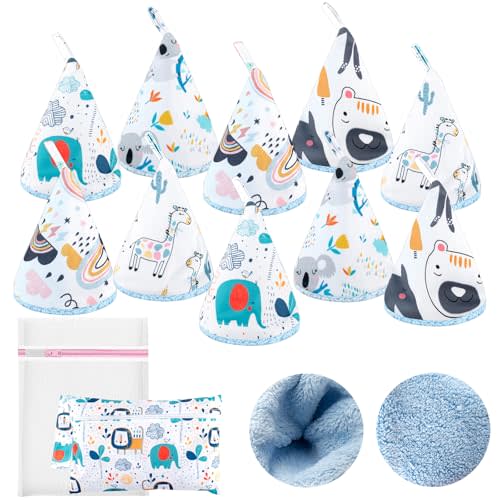 YSSPPOY 10 Pcs Coral Velvet Peepeeteepe Baby Boy with Storage Bag & Laundry Bag, Strong Water Absorption Pee Peep Teepee for Baby Boy, Reusable Pee Covers for New Parents Gift