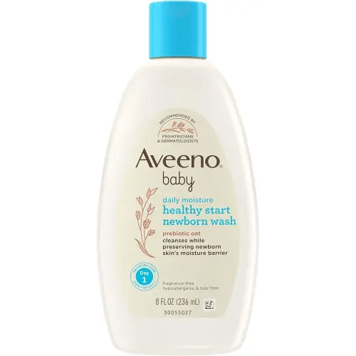 Aveeno Baby Healthy Start Nourishing Newborn Wash, Hypoallergenic Baby Body Wash, Prebiotic Oat, Gently Cleanses Sensitive Skin, No added Fragrances & Parabens, Tear-free, 8 fl. oz