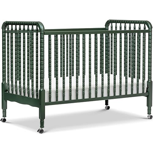 DaVinci Jenny Lind 3-in-1 Convertible Baby Crib with Wooden Toddler Bed and Daybed Conversion - Portable, Easy to Assemble & GREENGUARD Gold Certified - 4 Adjustable Mattress Heights - Forest Green