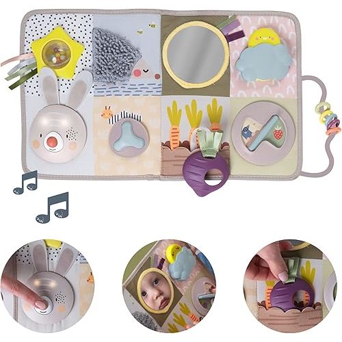 Taf Toys Newborns & Toddlers Busy Board with Music & Lights 13 Montessori Activities Baby Safe Mirror, 3D Activities, Textures & a Baby Teether Develops Motor Skills, Senses & Eye Hand Coordination