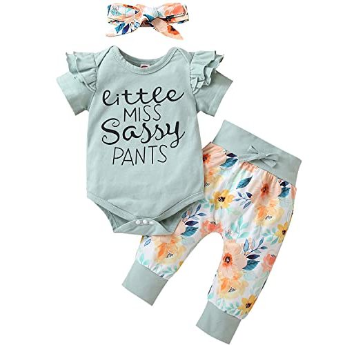Yvowming Newborn Baby Girl Clothes Infant Ruffle Romper Pants Set Summer Outfits Cute Baby Clothes for Girls