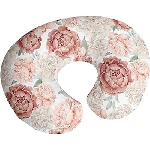 Sweet Jojo Designs Blush Pink Boho Shabby Chic Floral Girl Nursing Pillow Cover Baby Breastfeeding Slipcover Infant Newborn Nursery Bottle Pillowcase(Pillow NOT Included) - Ivory Bohemian Watercolor