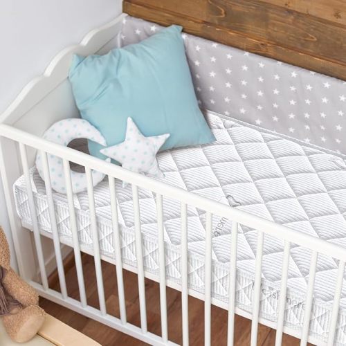 Premium Crib & Toddler Mattress,100% Knitted Fabric, Premium Fleece Surface-Hypoallergenic, 5" Thick Firm Soft Crib Mattress, Non-Toxic - Fits Standard Cribs & Toddler Beds