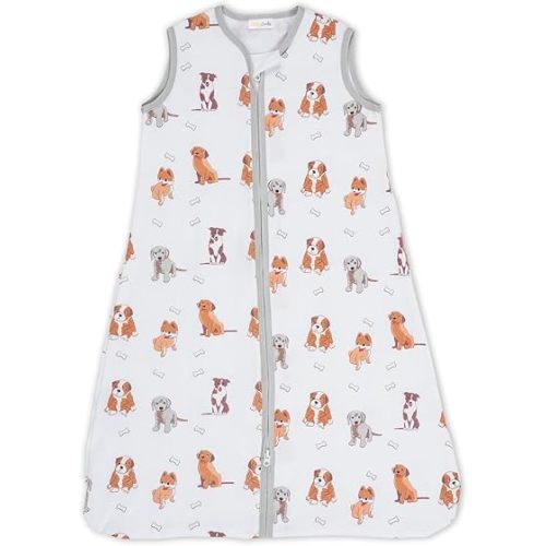 LollyBanks Sleep Sack, 100% Organic Cotton Baby Sleep Sack, 0.5 TOG Sleep Sack Lightweight, 2-Way Zipper Toddler Sleep Sack Soft, 18-24 Months Sleep Sacks for Baby Boy and Girl (Dogs Print)