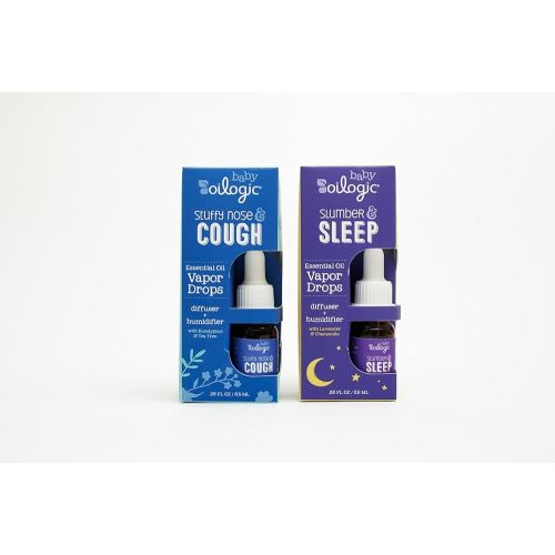 Oilogic Baby Essential Oil Vapor Drops for Diffuse & Humidifier, 2-Pack Set with Stuffy Nose & Cough + Slumber & Sleep - Baby Aromatherapy Oil is Safe for Babies, Kids & Toddlers