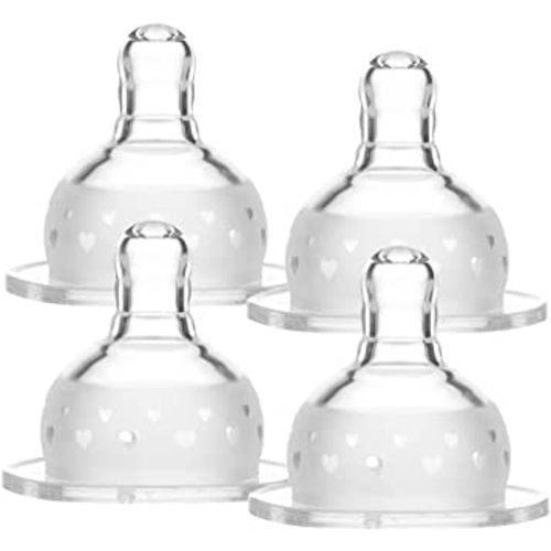 Matyz 4-Pack Silicone Replacement Nipple for Matyz Wide Neck Bottles, First Flow for Newborn (Size SS)