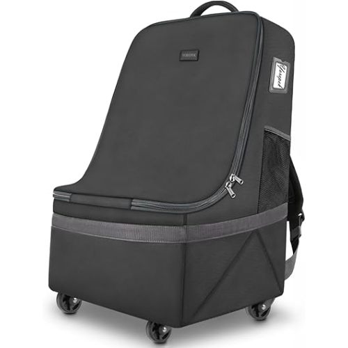 YOREPEK Car Seat Travel Bag with Wheels, Padded Car Seat Backpack, Large Carseat Travel Bag for Airplane, Gate Check Bag, Car Seat Travel Cover with Shoulder Strap, Car Seat Carrier for Airport