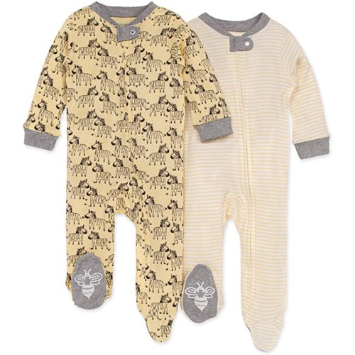 Burt's Bees Baby baby-boys Sleep and Play Pajamas, 100% Organic Cotton One-piece Romper Jumpsuit Zip Front Pjs - 3 Months