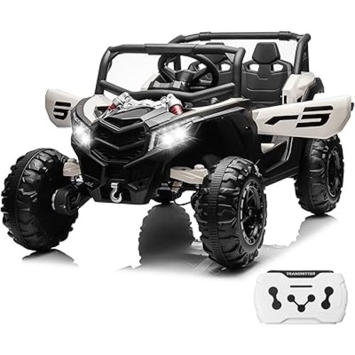 24V Ride On Car for Kids w/Remote Control, JOYRACER Battery Powered Off-Road UTV, 4x150W Motors,4 Shock Absorbers, 4.5 Mph Max Speed, Bluetooth, MP3, Lights, Electric Car for Big Kids