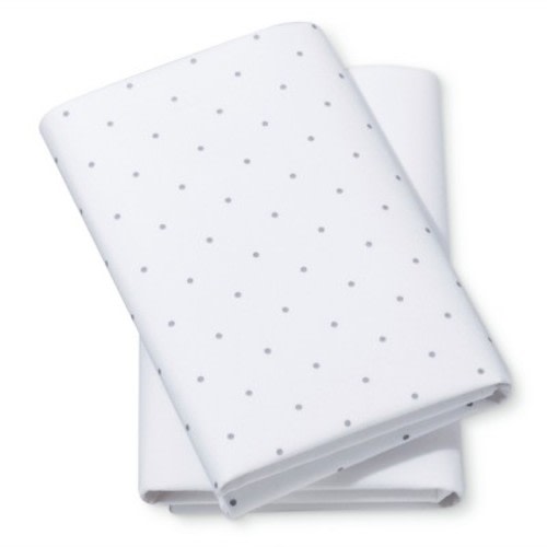 Fitted Oval Bassinet Sheets Dots & Solid 2pk - Cloud Island™ Gray/White