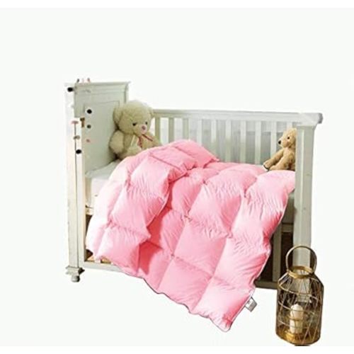 Toddler/Travel/Crib Goose Down Comforter Duvet/Blanket Multifunctional,100% Organic Cotton & Washable Unisex Kids,All Season,Pink 41x48