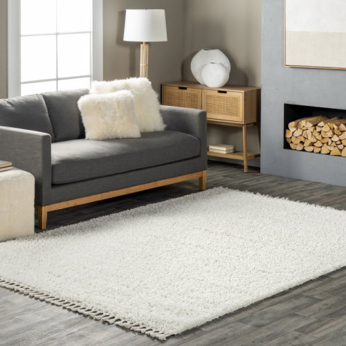 Plush Tasseled Shag Performance Ivory Rug