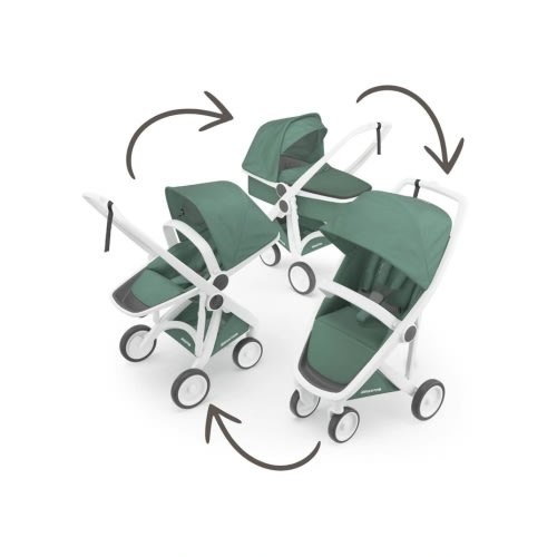 Greentom 3-in-1 Stroller in White/Sage | MYER