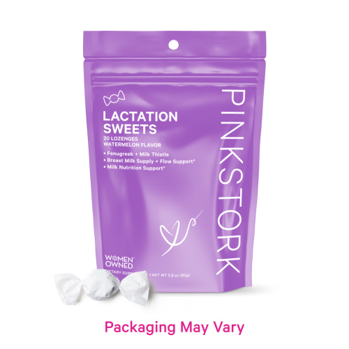 Pink Stork Lactation Sweets, Breastfeeding Supplement Lozenges, Watermelon, 20 Count