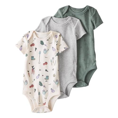 little planet by carter's Unisex 3-pack Short Sleeve Bodysuits Made With Organic Cotton
