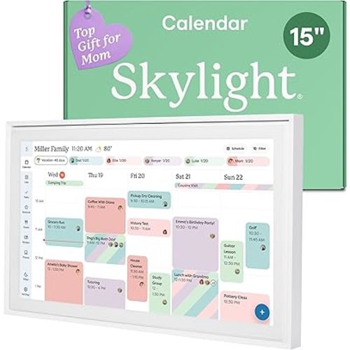 Skylight Calendar: 15-inch Wall Planner Digital Calendar & Chore Chart, Smart Touchscreen Interactive Display for Family Schedules – Wall Mount Included, Great for Organizing Your 2026 Calendar