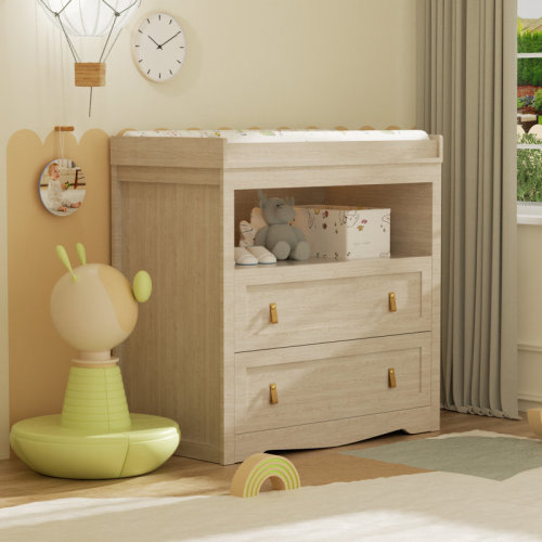 Latitude Run® Modern Changing Table Dresser, Baby Dressing Table With 2 Drawers,1 Open Storage Racks | Wayfair