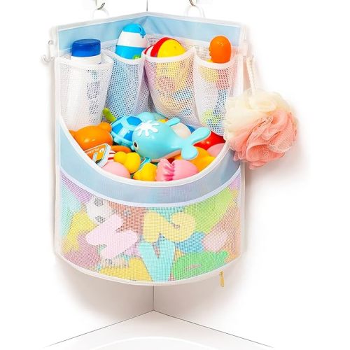 PVC Material Bathtub Toy Holder Prevent Long Spots Bath Toy Storage Bath Toys for Kids Ages 4-8 Mesh Bath Toy Holder let Baby Bath Toys Quick Drying