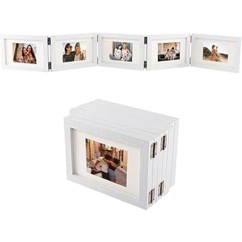 5 Folding Ultrasound Picture Frame,6.8" x 4.7" Sonogram Picture Frame, Natural Wood Sonogram Keepsake Frame,Thoughtful and Memorable Gift for Expecting Parents,White