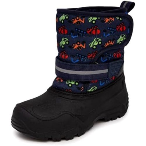 LONDON FOG Dex Boys and Girls Snow Boots - Insulated Waterproof Winter Kids Snow Boots - Size Toddler, Little Kid and Big Kid, Black, Navy and Pink Winter Boots for Boys and Girls