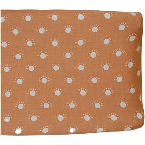 Mebie Baby Changing Pad Cover, Sunshine, 100% Muslin Cotton Changing Table Pad Cover for Baby Boy and Girl, Designer Nursery Decor Covers, Diaper Changing Pad Cover for Changing Station
