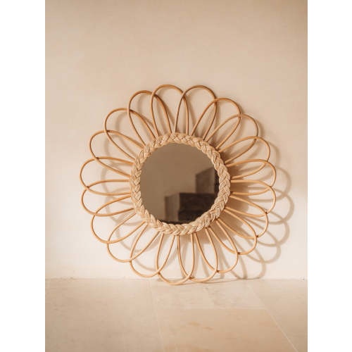 Rattan Flower Petal Mirror