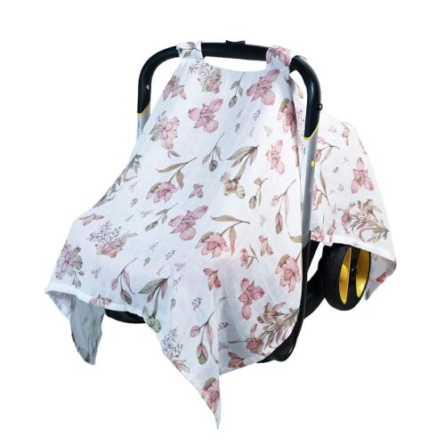 Muslin Car Seat Cover for Babies - Soft & Breathable Infant Carrier Canopy, Lightweight Sunshade for Summer, Universal Fit for Baby Boys & Girls