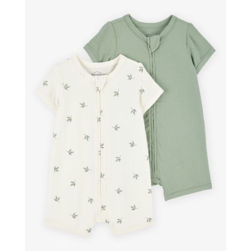 Baby 2-Pack PurelySoft Zip-Up Rompers - Green/Ivory - Carter's | Carter's