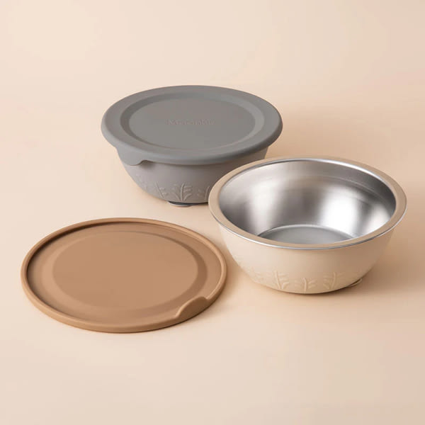 Stainless Steel Silicone Suction Bowl - 13 oz