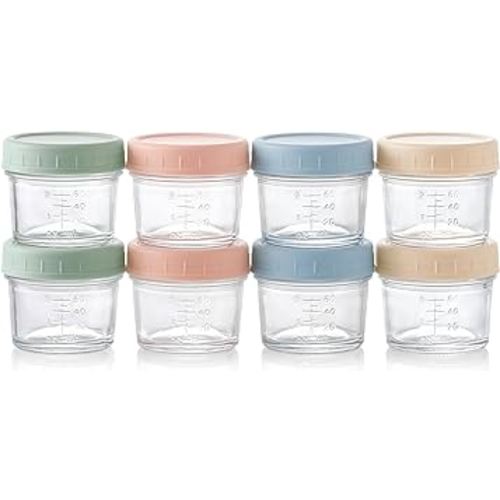 WeeSprout Glass Baby Food Storage Jars - 12 Set, 4 oz Baby F