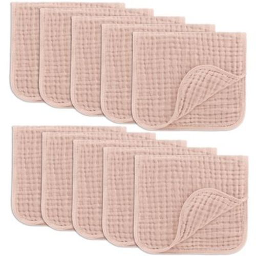Muslin Burp Cloths Large 100% Cotton By Comfy Cubs (blush, Pack Of 6)