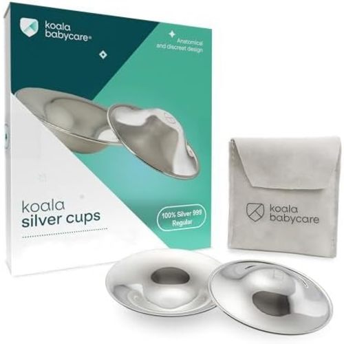 Koala Babycare The Original Nursing Cups 999 Silver – Nipple Shields for Nursing Newborn - Breastfeeding Essentials Protect and Soothe Cracked Nipples - Standard Size