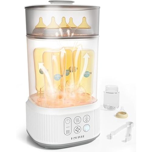 Bottle Sterilizer and Dryer | Esterilizador de Biberones, HAUTURE Baby Bottle Sanitizer and Dryer, Faster Drying Compact Electric Steam Sterilizer for Baby Bottles, Pacifiers, Breast Pump Accessories